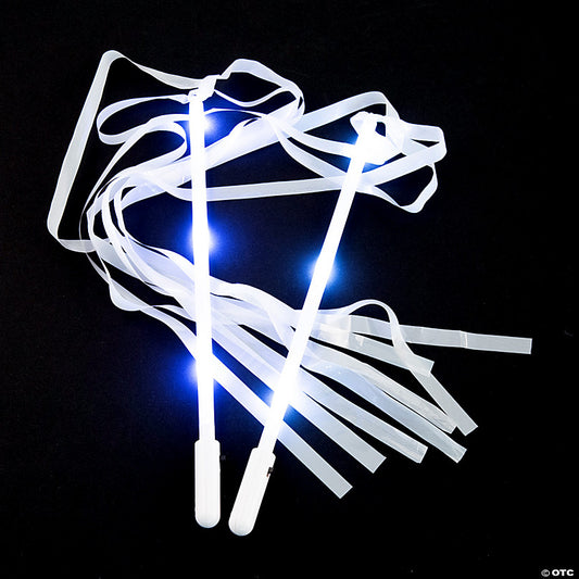 Light-Up White Ribbon Wands-12 Pc.